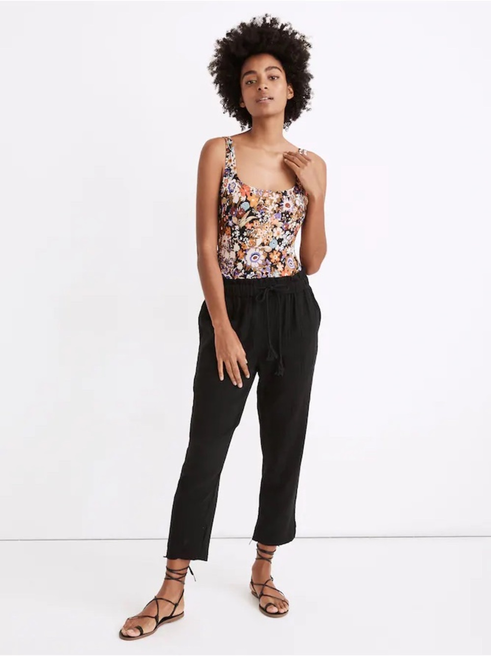 Madewell Black Gauze Drawstring Beach Pants, Plus SizeXXL